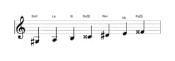 Partitura de la escala Sol sostenido Todi raga en tres octavas (3)