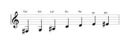 Partitions de la gamme Fa dièse énigmatique en trois octaves (3)