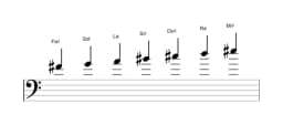 Partitions de la gamme Fa dièse Todi raga en trois octaves (4)