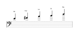 Partitions de la gamme Mi égyptienne en trois octaves (4)