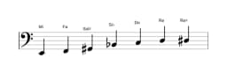 Partitions de la gamme Mi énigmatique en trois octaves (2)