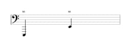 Partition de la note Mi sur plusieurs octaves (1)