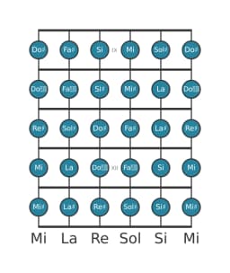 Gamme de guitare pour Re dièse Chromatique en position 8