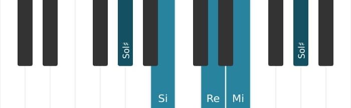 Intonazione al pianoforte dell'accordo Mi Settima di dominante - 3