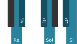 Scala di pianoforte per Re Esatonica Simmetrica