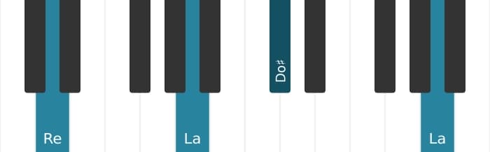 Intonazione al pianoforte dell'accordo Re Maggiore settima sospeso quarta - 2
