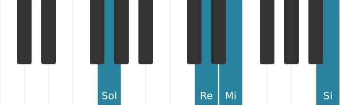 Intonazione al pianoforte dell'accordo Sol Sesta maggiore - 1