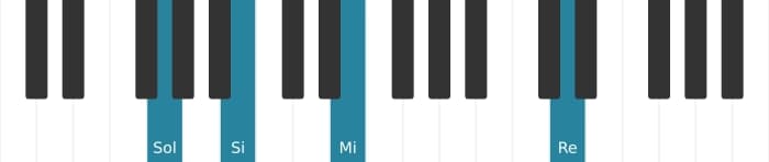 Intonazione al pianoforte dell'accordo Sol Sesta maggiore - 2