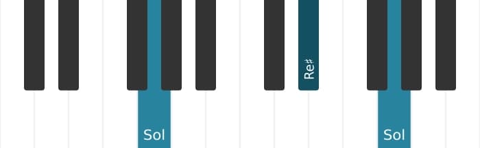 Intonazione al pianoforte dell'accordo Sol Minore diesis quinta - 1