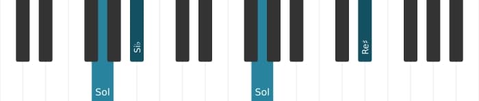 Intonazione al pianoforte dell'accordo Sol Minore diesis quinta - 2