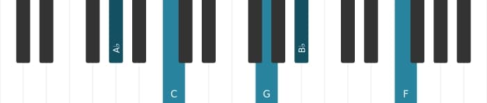 Piano-voicing van het As Majeur dertien kruis elf akkoord - 0