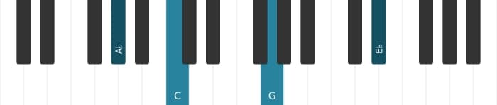 Piano-voicing van het As Majeur zeven akkoord - 2