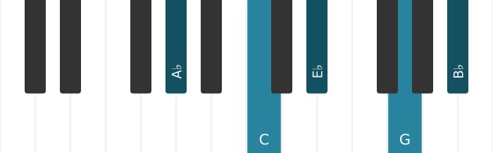 Piano-voicing van het As Majeur negen akkoord - 0