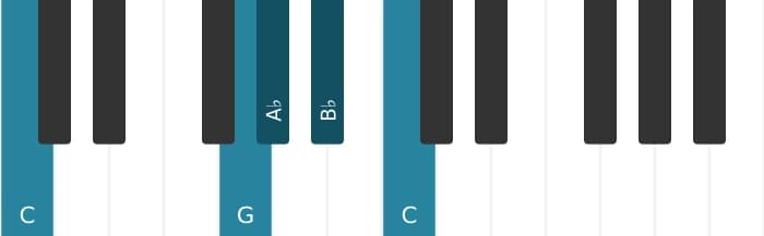 Piano-voicing van het As Majeur negen akkoord - 3