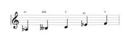 Bladmuziek van de As Scriabin toonladder in drie octaven (3)
