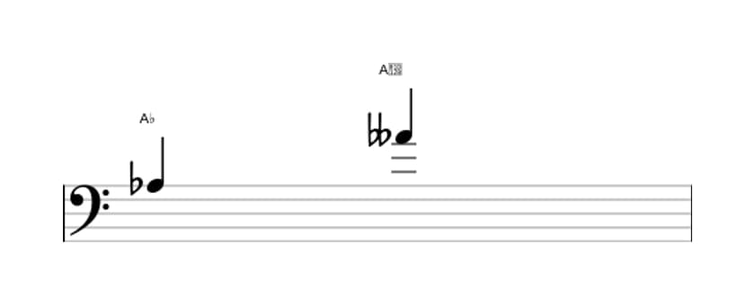 Bladmuziek van het Verminderd octaaf interval in drie octaven (3)