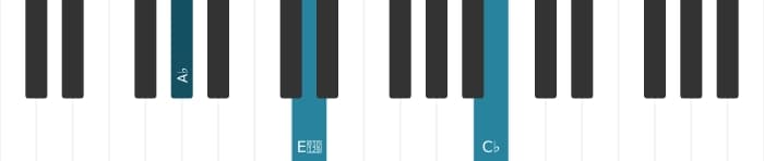 Piano-voicing van het As Verminderde 7 akkoord - 1