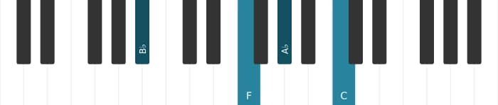 Piano-voicing van het Bes Dominant negen sus vier akkoord - 2