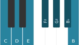 Piano toonladder voor C Leidend hele toons