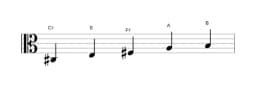 Bladmuziek van de Cis Malkos raga toonladder in drie octaven (3)