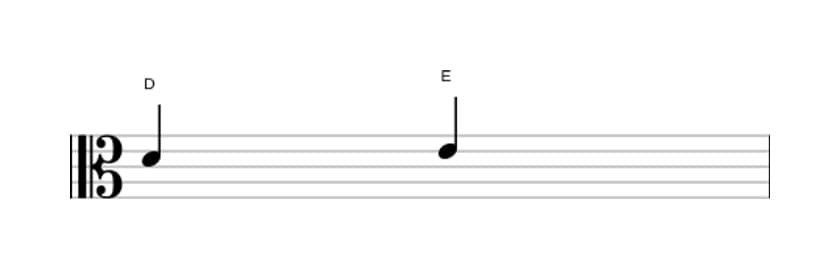 Bladmuziek van het Grote secunde interval in drie octaven (4)