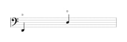 Bladmuziek van de noot D in meerdere octaven (2)
