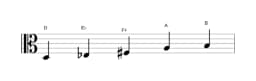 Bladmuziek van de D Scriabin toonladder in drie octaven (3)