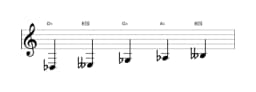 Bladmuziek van de Des Kumoijoshi toonladder in drie octaven (3)