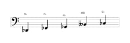 Bladmuziek van de Des Malkos raga toonladder in drie octaven (2)