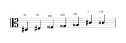 Bladmuziek van de Dis Leidend hele toons toonladder in drie octaven (3)