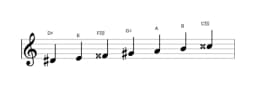 Bladmuziek van de Dis Perzisch toonladder in drie octaven (4)