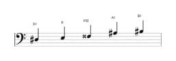 Bladmuziek van de Dis Scriabin toonladder in drie octaven (3)