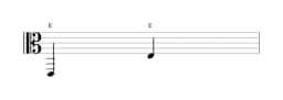 Bladmuziek van de noot E in meerdere octaven (2)