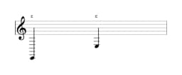Bladmuziek van de noot E in meerdere octaven (2)