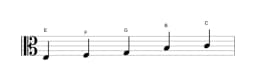 Bladmuziek van de E Pelog toonladder in drie octaven (3)