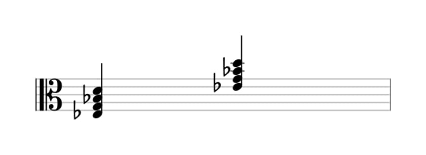 Bladmuziek van het Es Majeur zeven akkoord in drie octaven (3)