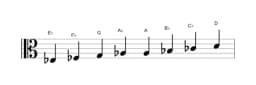 Bladmuziek van de Es Purvi raga toonladder in drie octaven (3)