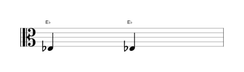 Bladmuziek van het Reine priem interval in drie octaven (3)