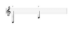 Bladmuziek van de noot F in meerdere octaven (2)