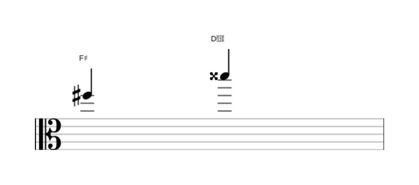 Bladmuziek van het Overmatige sext interval in drie octaven (5)