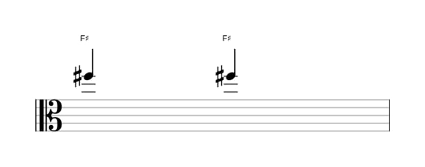 Bladmuziek van het Reine priem interval in drie octaven (5)