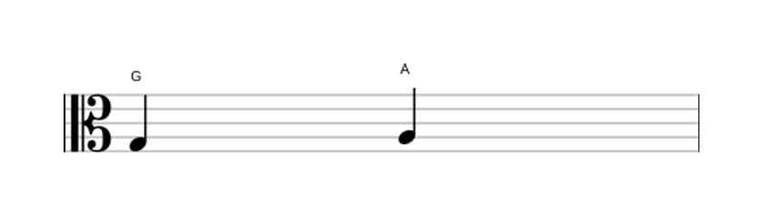 Bladmuziek van het Grote secunde interval in drie octaven (3)