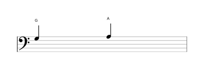 Bladmuziek van het Grote secunde interval in drie octaven (3)
