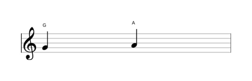 Bladmuziek van het Grote secunde interval in drie octaven (4)