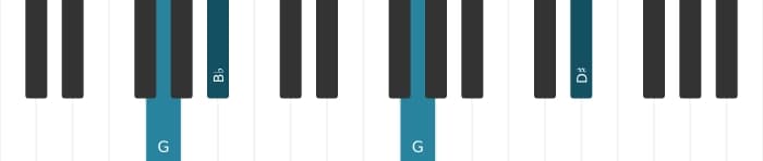 Piano-voicing van het G Mineur kruis vijf akkoord - 2