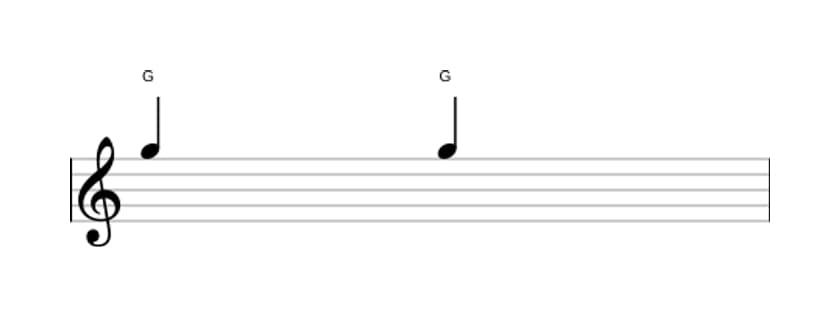 Bladmuziek van het Reine priem interval in drie octaven (5)