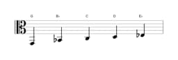 Bladmuziek van de G Vietnamees 1 toonladder in drie octaven (2)