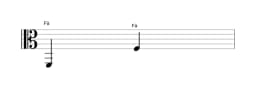 Partitura da nota Fá em múltiplas oitavas (2)