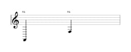 Partitura da nota Fá em múltiplas oitavas (2)