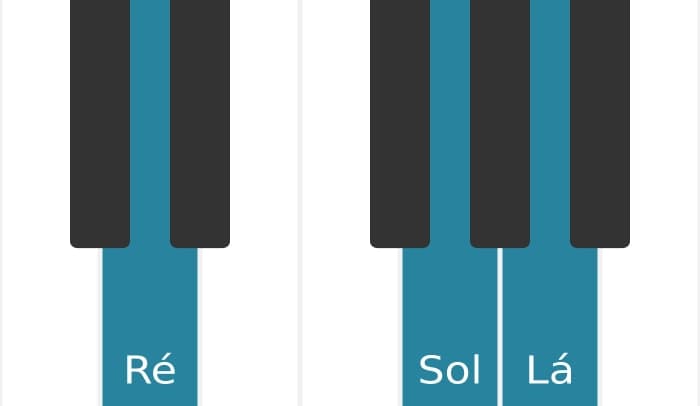 Voz de piano do acorde Lá Setima suspension four - 3